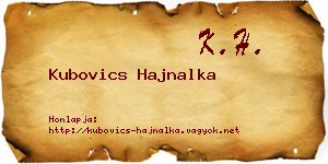 Kubovics Hajnalka névjegykártya